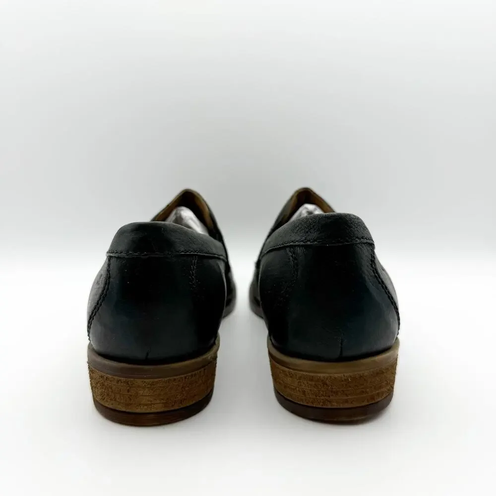 Josef Seibel Womens Sienna 96 Loafers EU 37 US 6.5 Black Washed Leather Shoe NIB